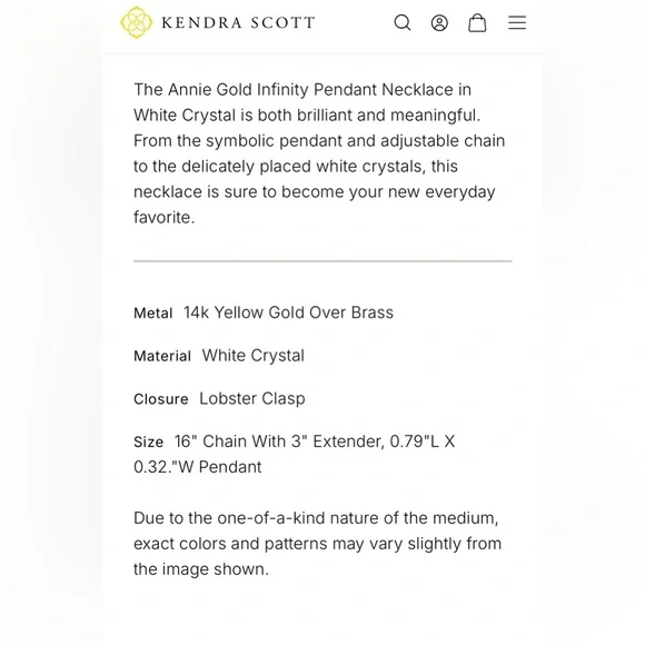 Kendra Scott Gold Infinity Necklace - Picture 5 of 5
